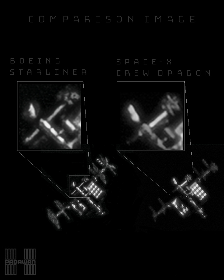 波音的星际客船与Space-X的龙飞船对比。