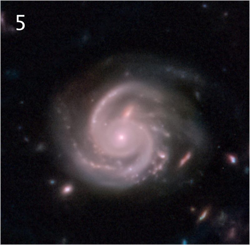 大型螺旋星系与其他星系从背景中凸显出来。来源:NASA