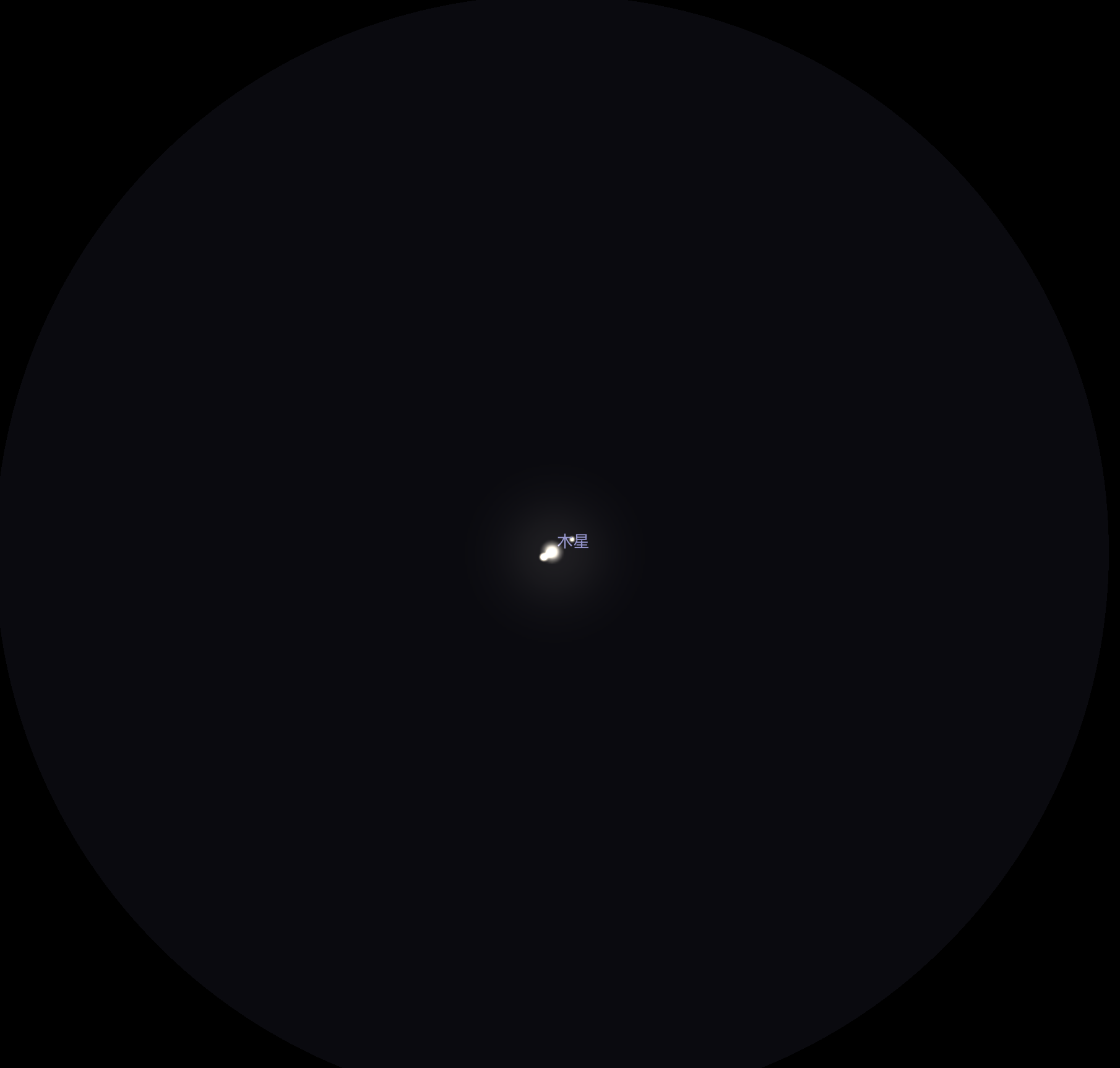 模拟7倍双筒望远镜于27日晚间21时观测效果。来源：天文通/stellarium